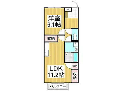 JR飯田線 辰野駅 徒歩19分 2階建 築21年(1LDK/2階)の間取り写真