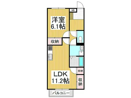 JR飯田線 沢駅 徒歩10分 2階建 築19年(1LDK/1階)の間取り写真