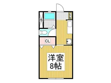JR飯田線 伊那北駅 徒歩5分 2階建 築22年(1K/1階)の間取り写真