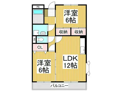 JR飯田線 伊那市駅 徒歩16分 3階建 築23年(2LDK/3階)の間取り写真