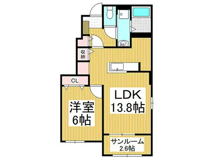 JR飯田線 伊那市駅 徒歩10分 2階建 築9年(1LDK/1階)の間取り写真