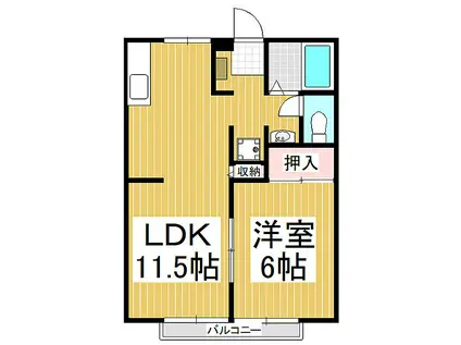 コーポグリーンビレッジ(1LDK/2階)の間取り写真