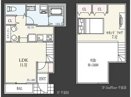 GO-ZERO(1LDK/1階)の間取り写真