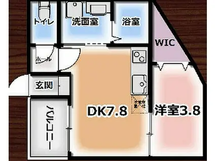 サンシエ寝屋川(1DK/3階)の間取り写真