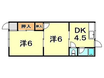 山陽電鉄本線 東垂水駅 徒歩20分 2階建 築53年(2DK/2階)の間取り写真