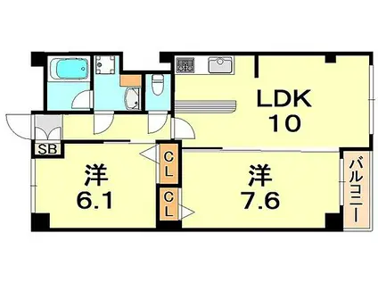JR東海道・山陽本線 垂水駅 徒歩18分 5階建 築52年(2LDK/2階)の間取り写真