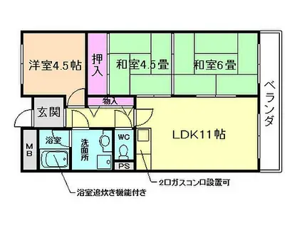 グランドゥール平井(3LDK/2階)の間取り写真