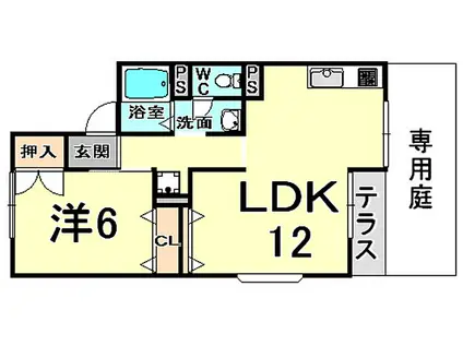 阪急伊丹線 伊丹駅(ＪＲ) 徒歩7分 2階建 築36年(1LDK/1階)の間取り写真