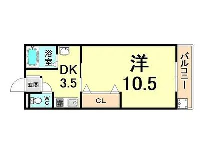 阪急神戸本線 塚口駅(阪急) 徒歩5分 4階建 築51年(1DK/2階)の間取り写真