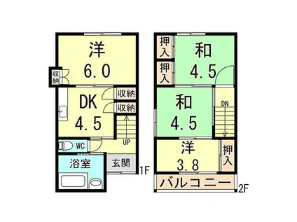 阪急神戸本線 武庫之荘駅 徒歩11分 2階建 築37年(4DK)の間取り写真