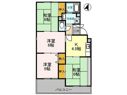 阪急伊丹線 伊丹駅(ＪＲ) バス乗車時間：20分 西野武庫川センターバス停で下車 徒歩2分 3階建 築32年(4K/3階)の間取り写真