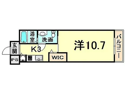 阪急伊丹線 新伊丹駅 徒歩5分 3階建 築52年(1K/2階)の間取り写真