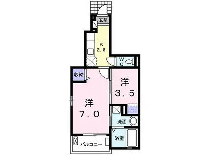 阪急伊丹線 伊丹駅(ＪＲ) 徒歩22分 3階建 築12年(2K/1階)の間取り写真