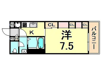JR東海道・山陽本線 立花駅 徒歩10分 3階建 築7年(1K/1階)の間取り写真