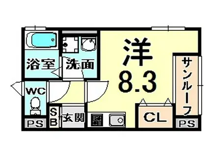 阪急神戸本線 塚口駅(阪急) 徒歩10分 2階建 築15年(ワンルーム/1階)の間取り写真