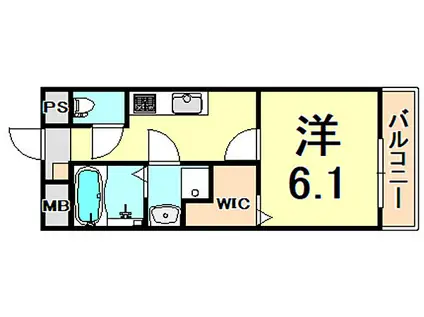 阪急伊丹線 稲野駅 徒歩3分 3階建 築3年(1K/3階)の間取り写真