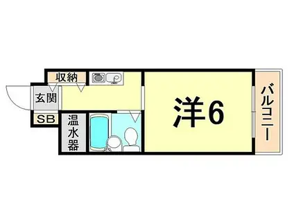 阪急神戸本線 園田駅 徒歩3分 6階建 築40年(1K/4階)の間取り写真