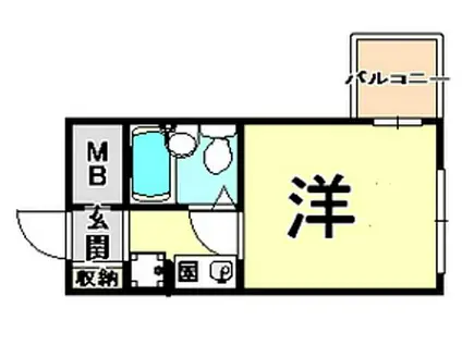 JR東海道・山陽本線 立花駅 徒歩8分 5階建 築35年(ワンルーム/4階)の間取り写真
