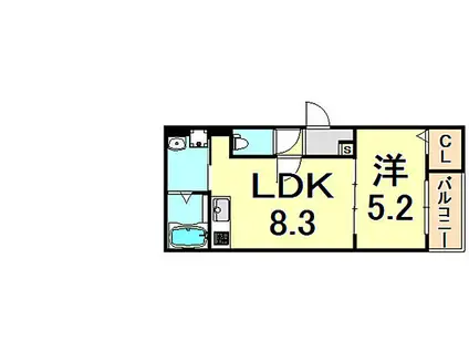 阪急神戸本線 園田駅 徒歩12分 3階建 築6年(1LDK/3階)の間取り写真