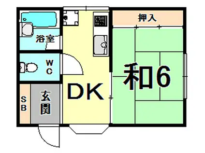 阪急神戸本線 塚口駅(阪急) 徒歩7分 3階建 築36年(1DK/2階)の間取り写真