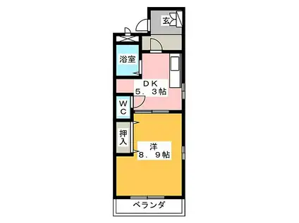 さくら荘(1DK/2階)の間取り写真