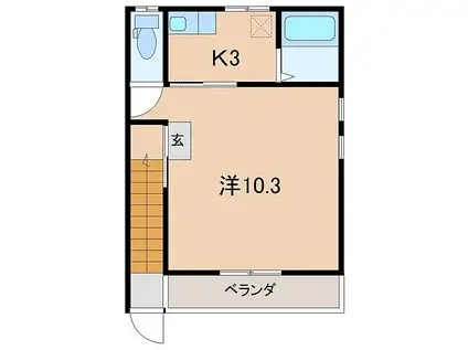 阿武隈急行 福島学院前駅 徒歩8分 2階建 築37年(1K/2階)の間取り写真