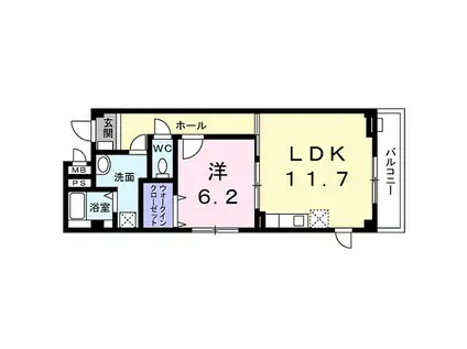ハイツ赤坂(1LDK/2階)の間取り写真