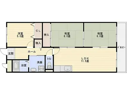 RINON国分(3LDK/5階)の間取り写真