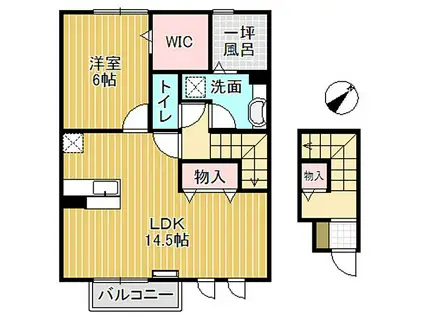 D-ROOMアシュラン(1LDK/2階)の間取り写真