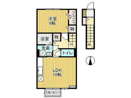 JR城端線 砺波駅 徒歩17分 2階建 築11年(1LDK/2階)の間取り写真