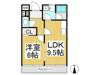 リンピア太田(1LDK/1階)の間取り写真