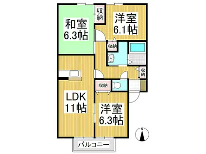 エンドレスライフ常磐城(3LDK/1階)の間取り写真