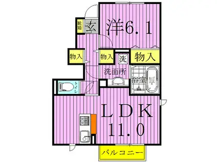 セジュールVI(1LDK/1階)の間取り写真