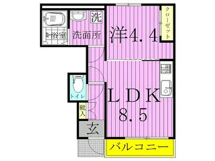 レジデンス(1LDK/1階)の間取り写真