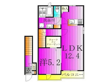 ブルックヒルズVI(1LDK/2階)の間取り写真