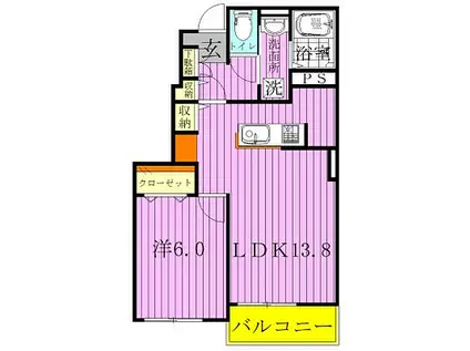 プラン ソレイユIII(1LDK/1階)の間取り写真