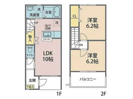 CONFORT  II(2LDK/2階)の間取り写真