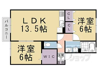 JR山陰本線 並河駅 徒歩13分 2階建 築18年(2LDK/2階)の間取り写真