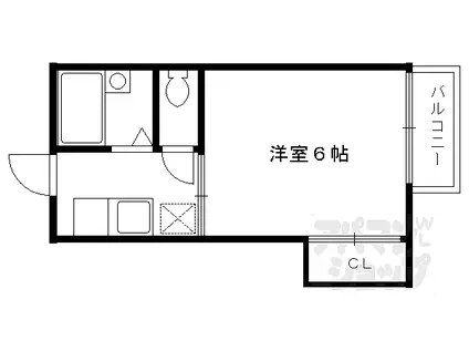 コスモ桂(1K/2階)の間取り写真