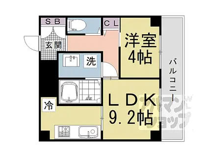 メゾン・ドゥ・レテューディヤン浩栄(1LDK/2階)の間取り写真
