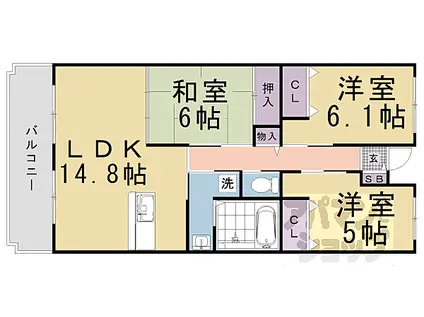 ソレイユ大山崎(3LDK/1階)の間取り写真