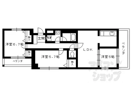 フォルム長岡天神(3LDK/5階)の間取り写真