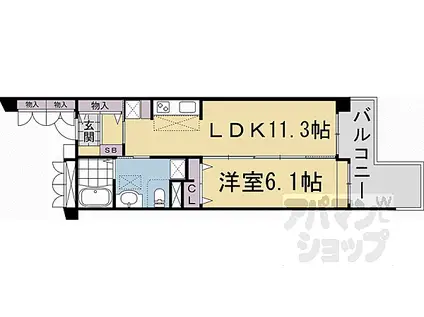 阪急京都本線 西向日駅 徒歩35分 5階建 築27年(1LDK/5階)の間取り写真