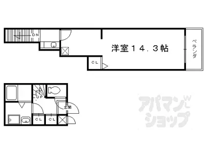 パラディース竹宇(1K/2階)の間取り写真