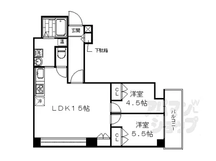 阪急京都本線 西院駅(阪急) 徒歩10分 8階建 築37年(2LDK/6階)の間取り写真