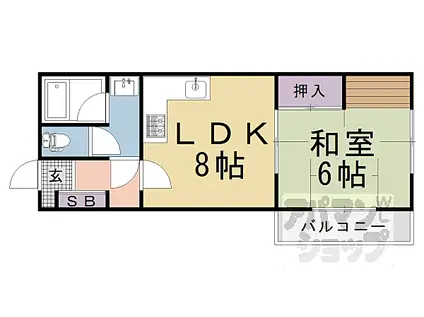 コーポオカモト(1LDK/1階)の間取り写真