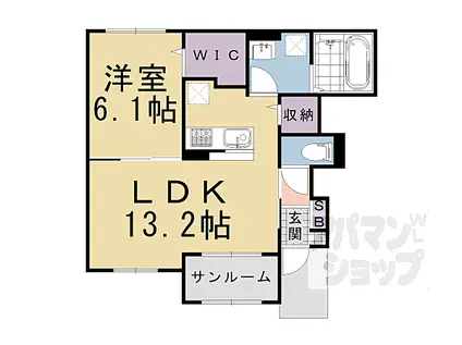 JR山陰本線 亀岡駅 徒歩13分 2階建 新築(1LDK/1階)の間取り写真