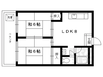 日野ハイツ(2LDK/1階)の間取り写真