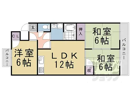 シベール桂泉(3LDK/4階)の間取り写真