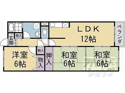 ヴェルデ三番館(3LDK/3階)の間取り写真